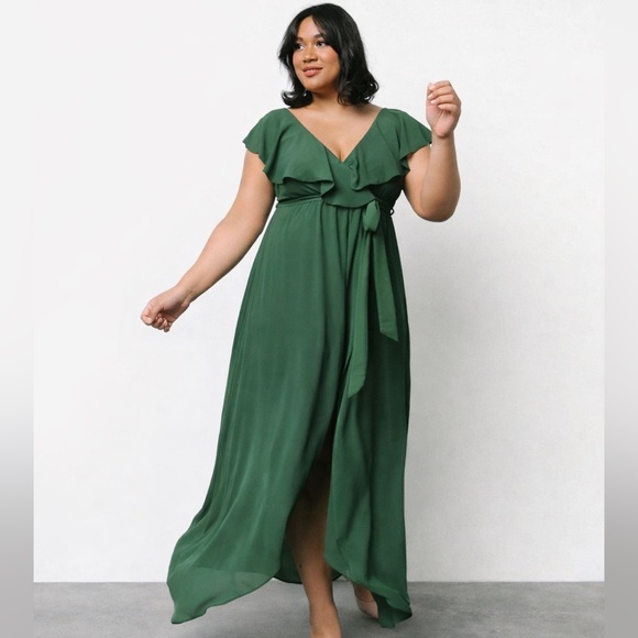 Baltic Born Dresses & Skirts - Baltic Born Katya Ruffle Faux Wrap Maxi Dress | Evergreen Large